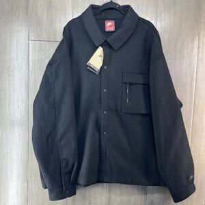 Nike Sportswear Men's Wool Blend Button Up Shirt Jacket Black Size XL HF0132-010